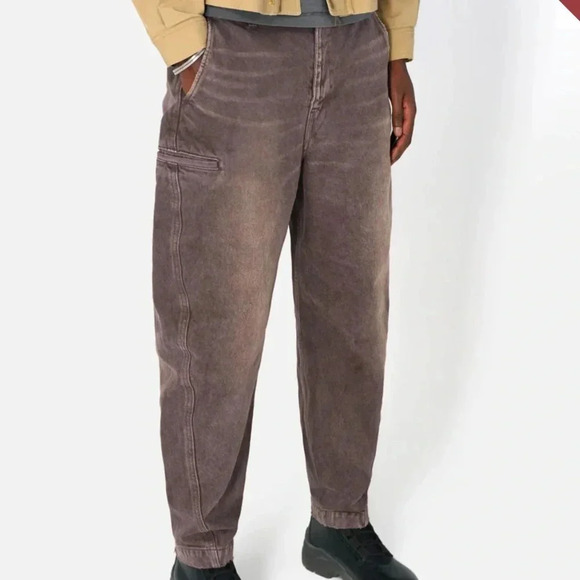 John Elliott NWT Sendai Trouser Barrel Leg Pants in Rodeo Brown Grey Jeans - Picture 14 of 16
